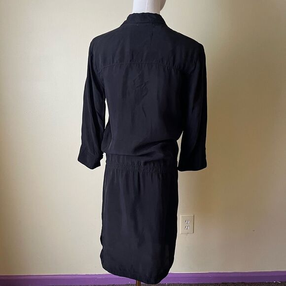 James Perse Black Button Front Shirt Dress with Drawstring Waist Size 1 (Small)‎ - Picture 4 of 8